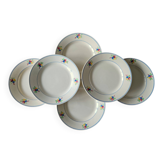 6 antique flat plates in Gien earthenware.