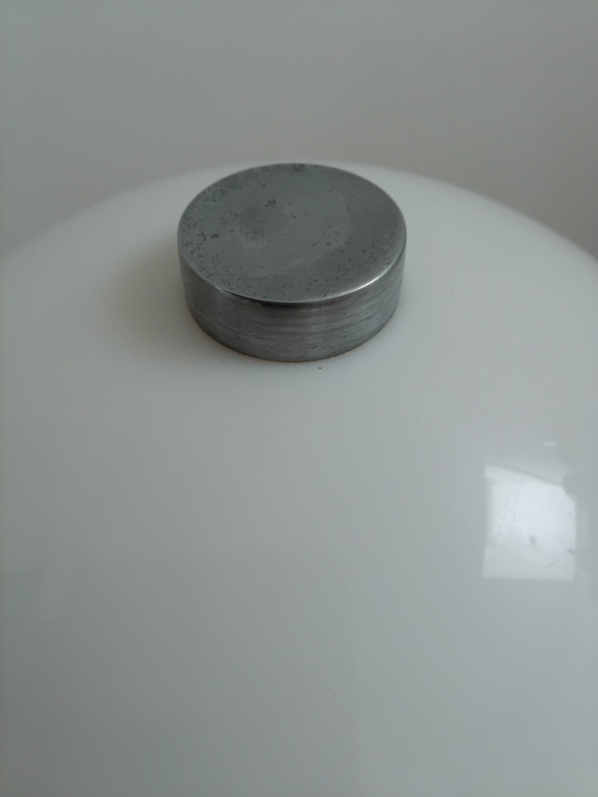 Vintage mushroom lamp, modernist square chrome base.