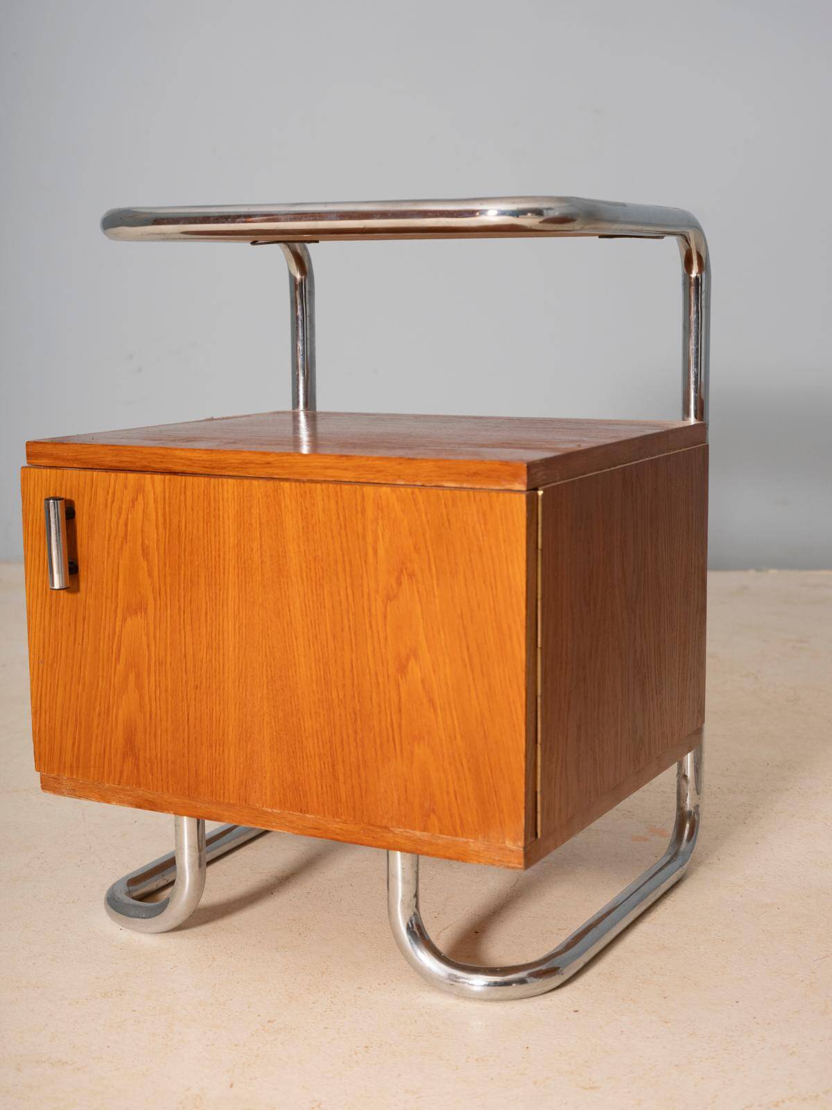 Pair of Chromed Nightstands, Vichr & spol, 1950s, Czechoslovakia