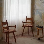 Handcrafted Tripod Armchairs in Oak, by a Danish Cabinetmaker, Folk Art, 1930s