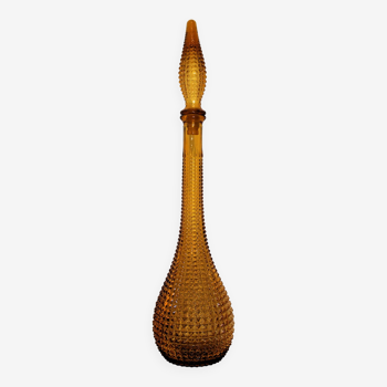 Carafe bottle in amber Empoli glass