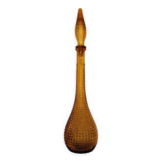 Carafe bottle in amber Empoli glass