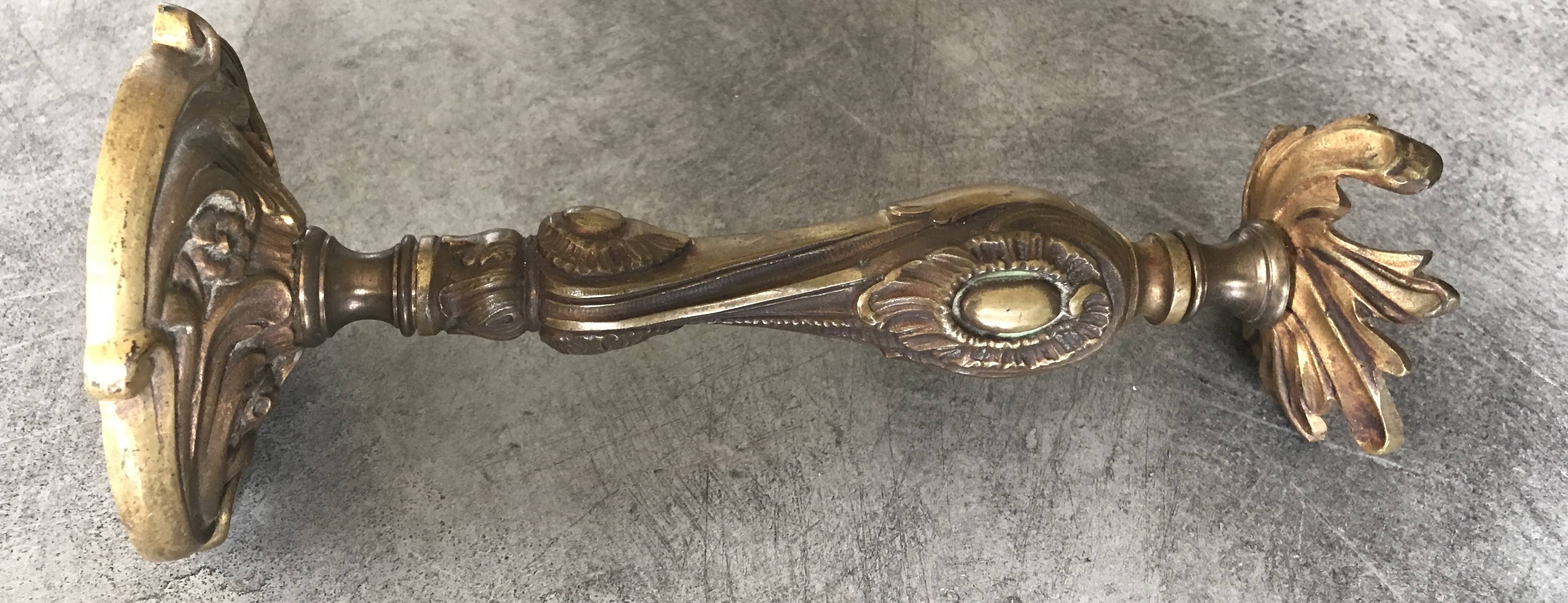 Old gilded bronze lamp base with Louis XV style rocaille decoration