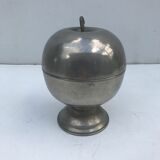 Ancien seau à glace en métal argenté pomme vintage