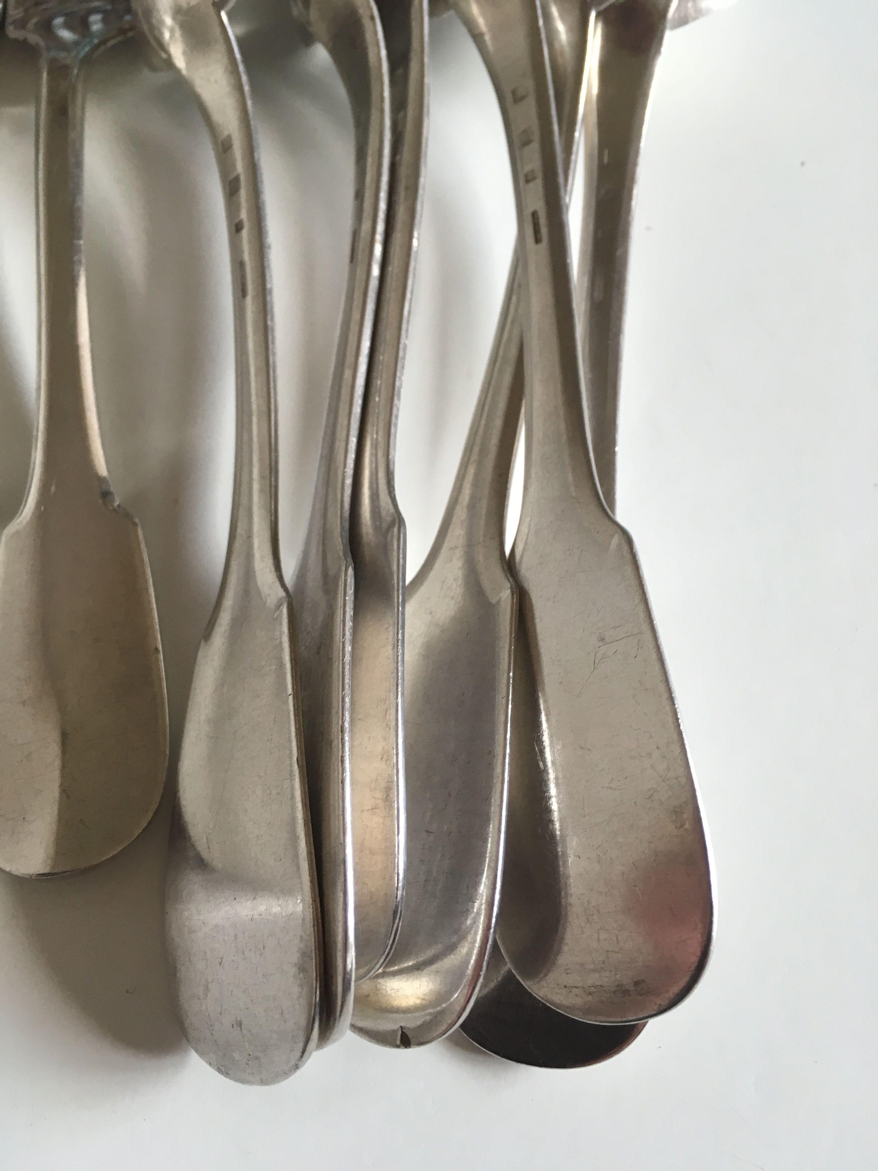 Set Christofle knives forks Cluny spoons in silver metal