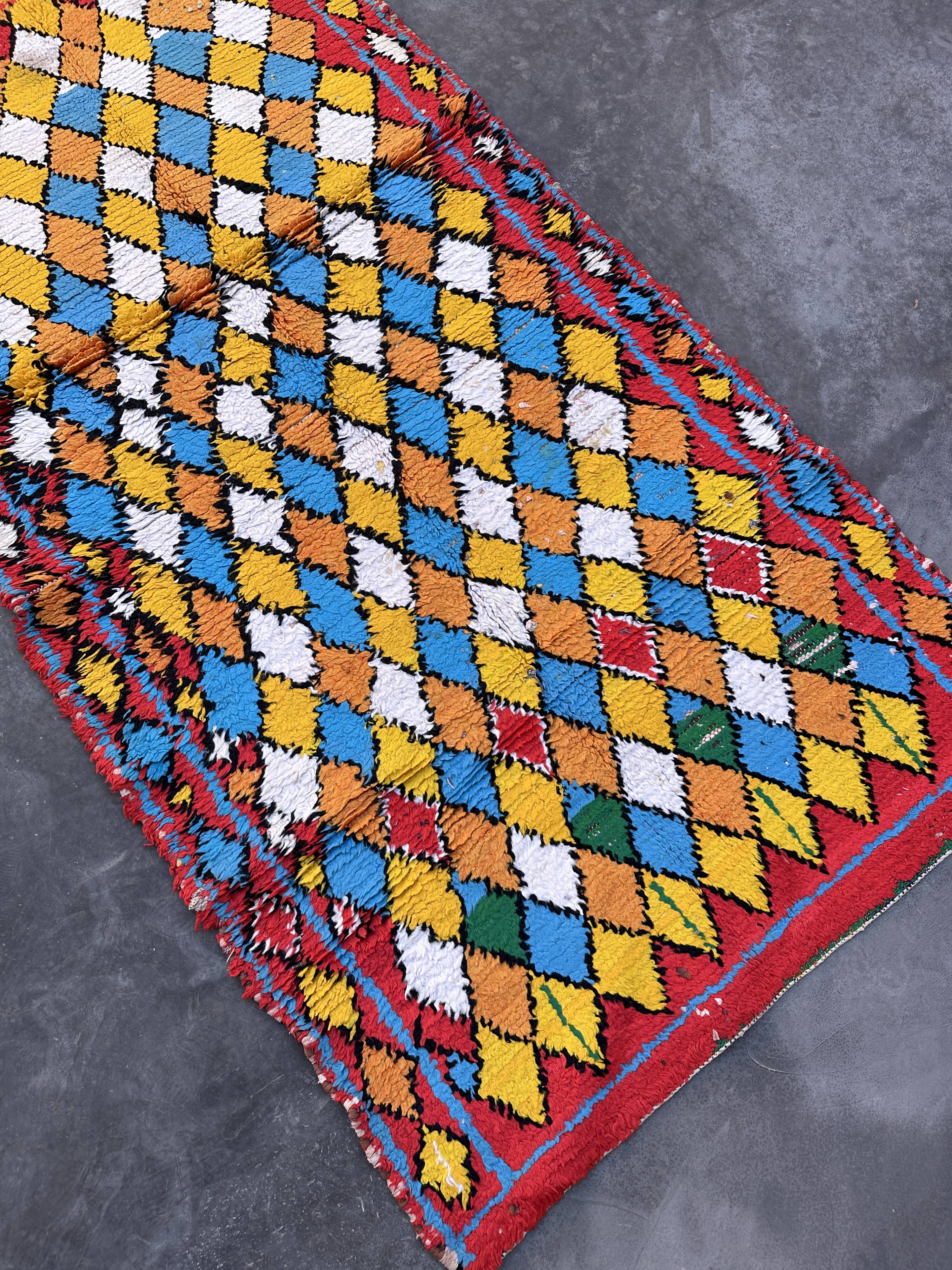 Tapis Marocain Boucherouite coloré - 107 x 191 cm