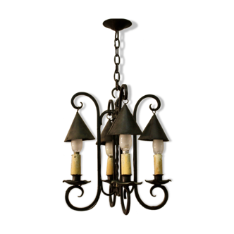 4 fire wrought iron chandelier