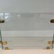 Three-Panel Folding Fire Screen with Clear Glass and Brass Hinges Ova