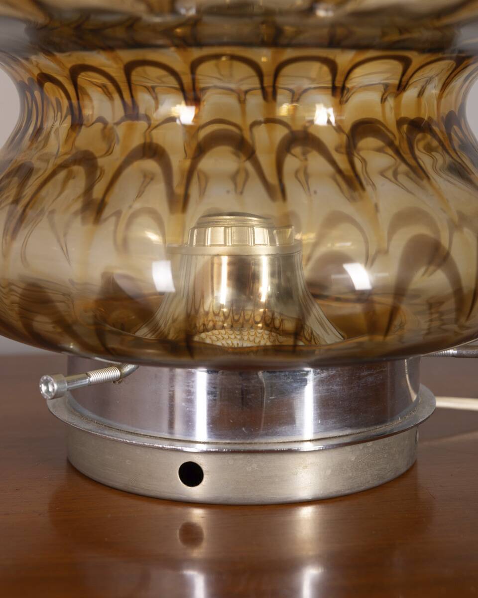 Vintage 1970s amber murano glass table lamp, italian design