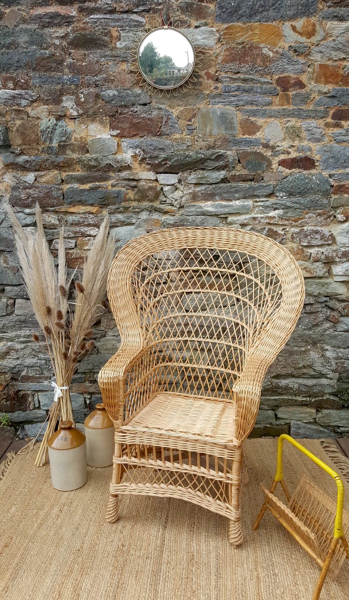 Fauteuil Emmanuelle en rotin vintage 1970