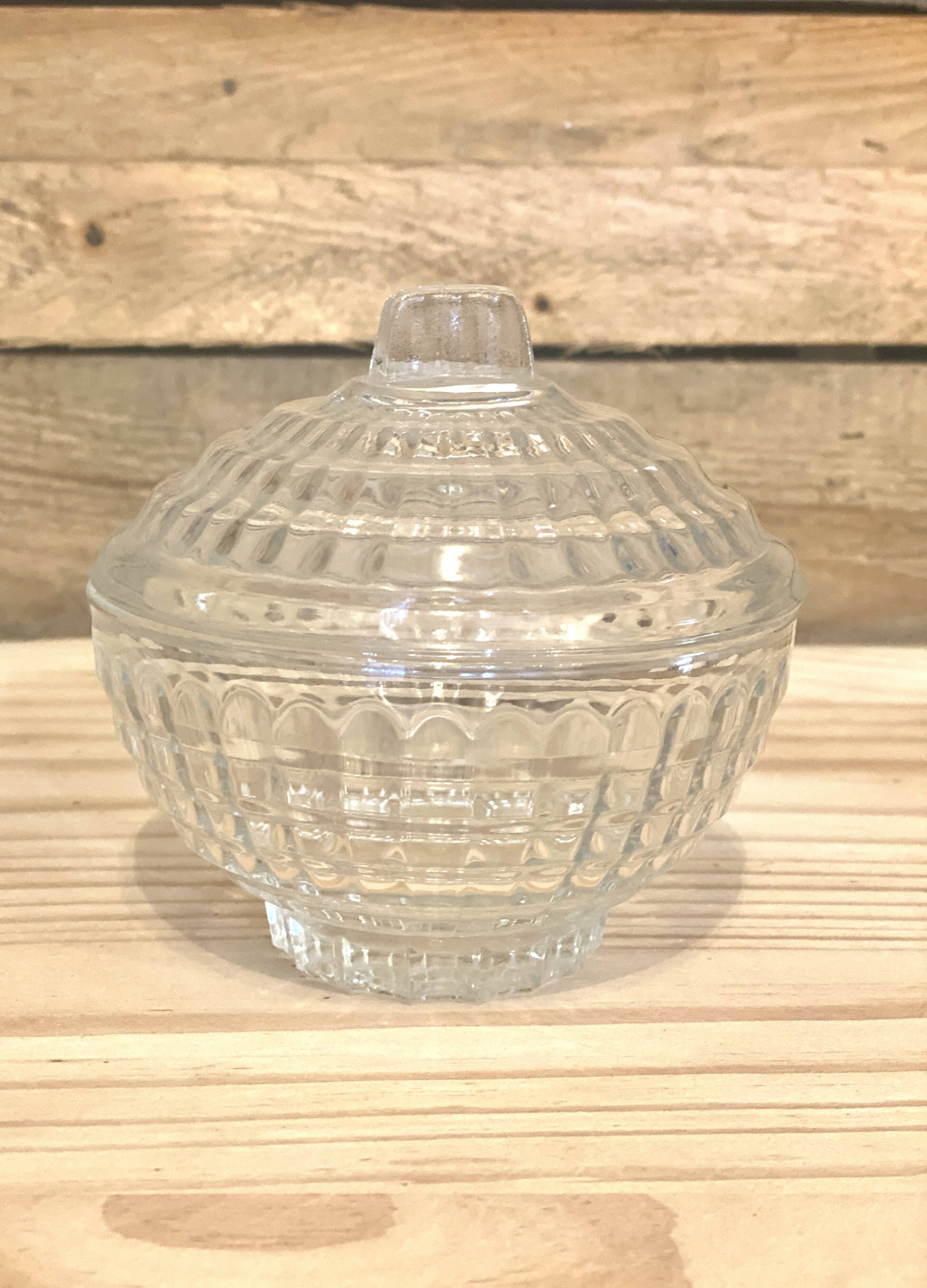 Old glass sugar bowl