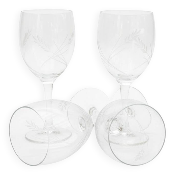 Lot de 4 verres à vin gravés - Verres à pied ARC France