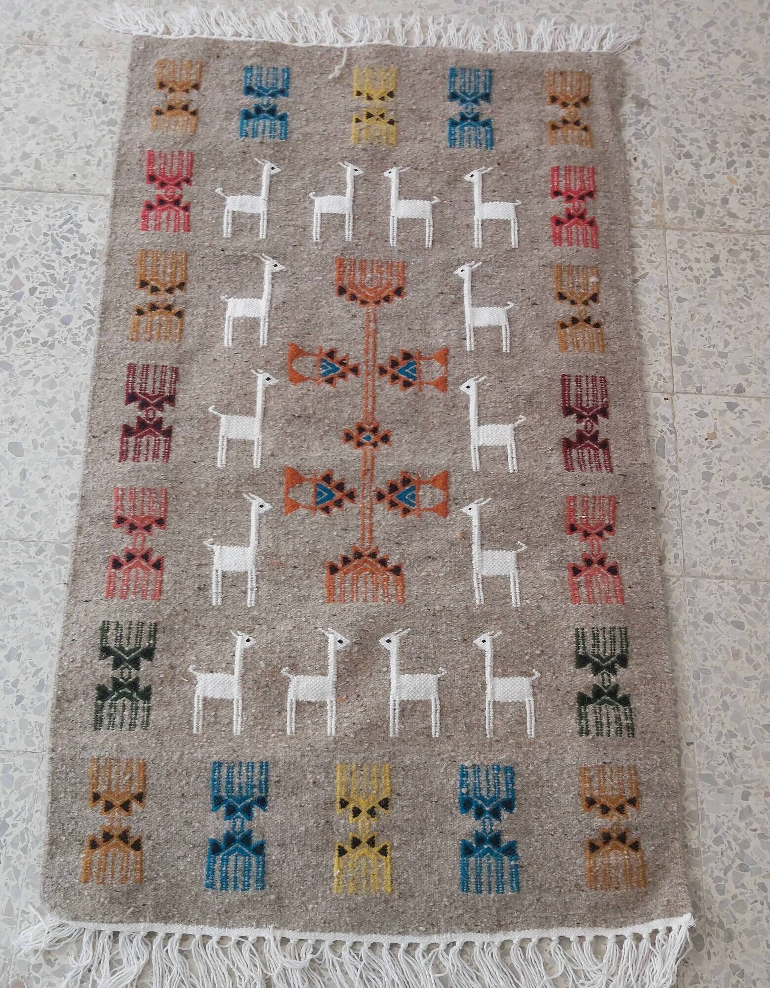 Handmade multicolored Berber pattern kilim rugs 70x120cm