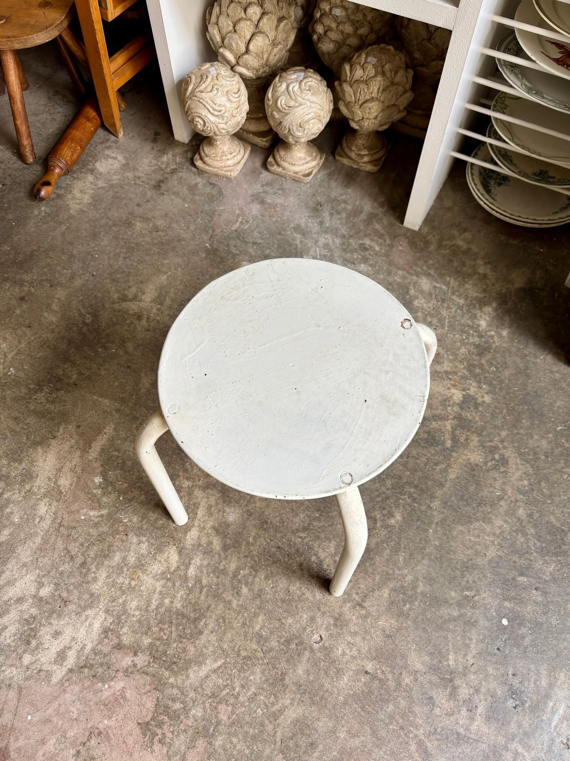 White metal stool