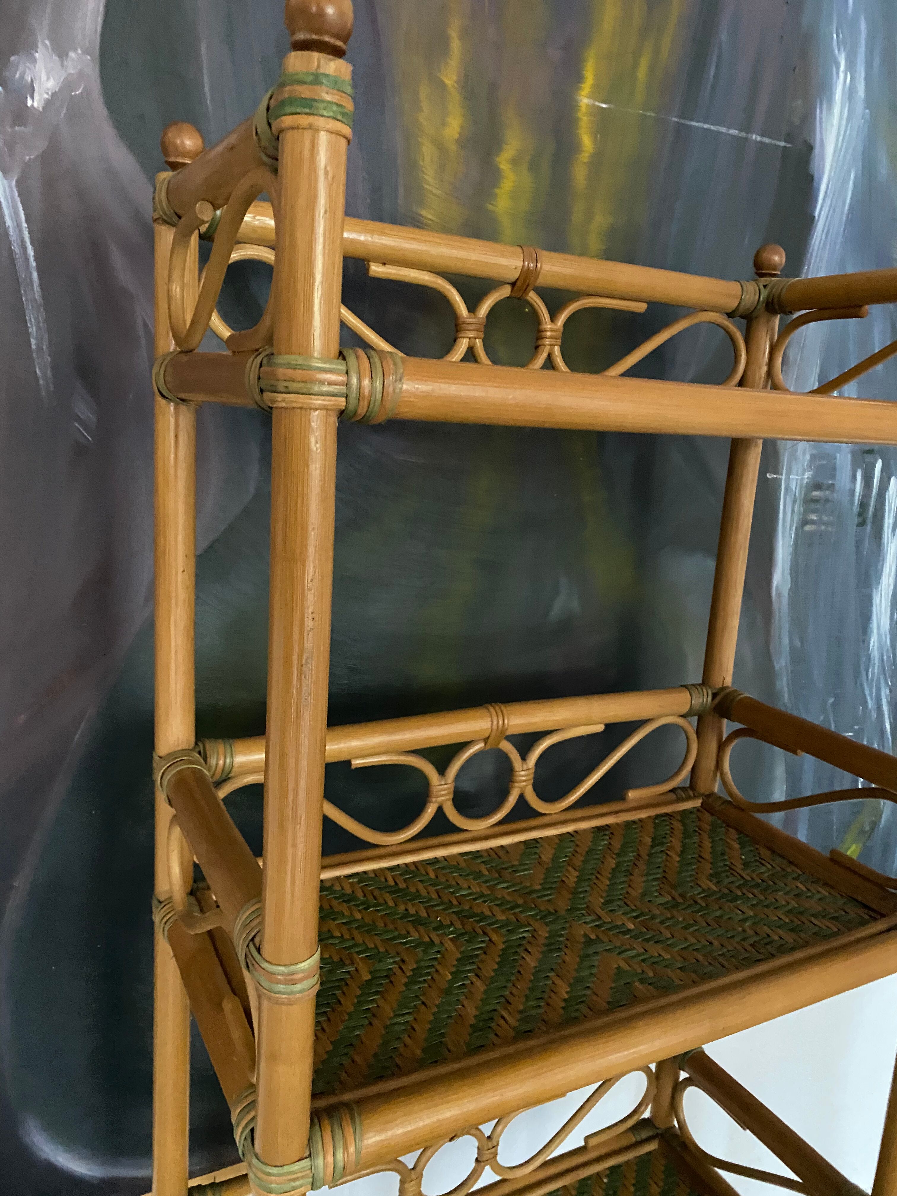 Vintage rattan shelves