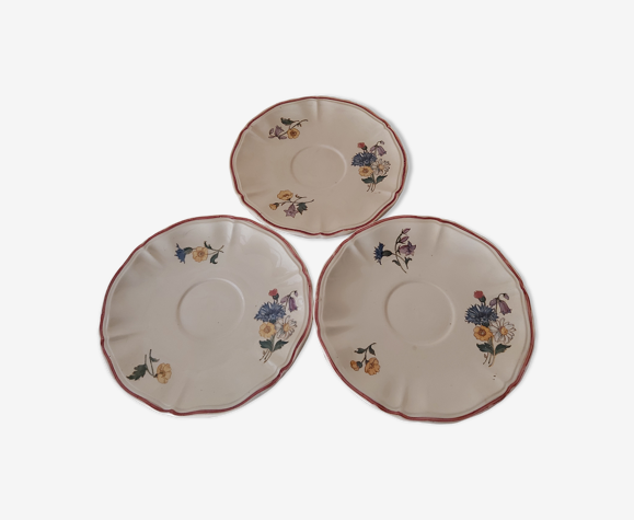 Lot de 3 assiettes à dessert Digoin Sarreguemines modèle Agreste