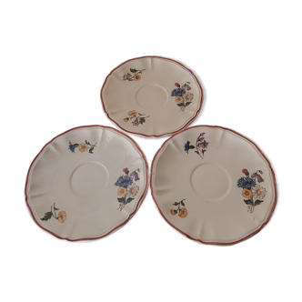 Set of 3 Digoin Sarreguemines dessert plates, Agreste model