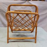 Vintage Bamboo and Rattan Folding Magazine Rack - 70s
