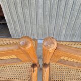 Set of 4 vintage Italian folding chairs in cane 1970s