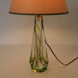 1950s glass table lamp by Kristalunie Maastricht, Netherlands