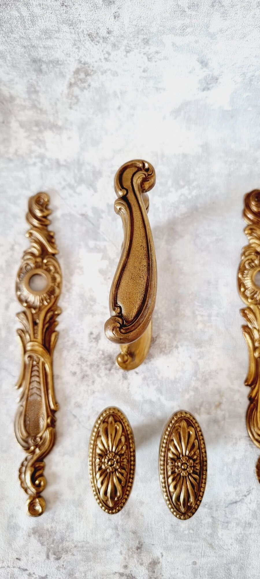 Door handle hardware and 2 French bronze furniture handles