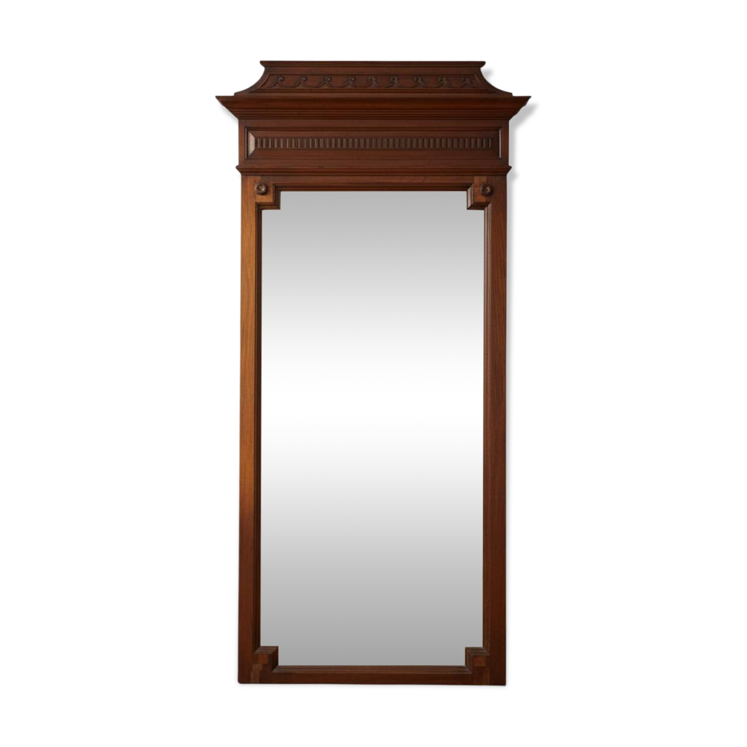 Important trumeau mirror Henri II solid oak 19th century