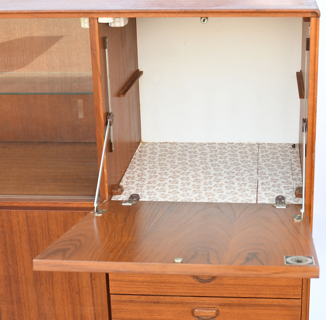 Scandinavian teak living buffet forming a showcase