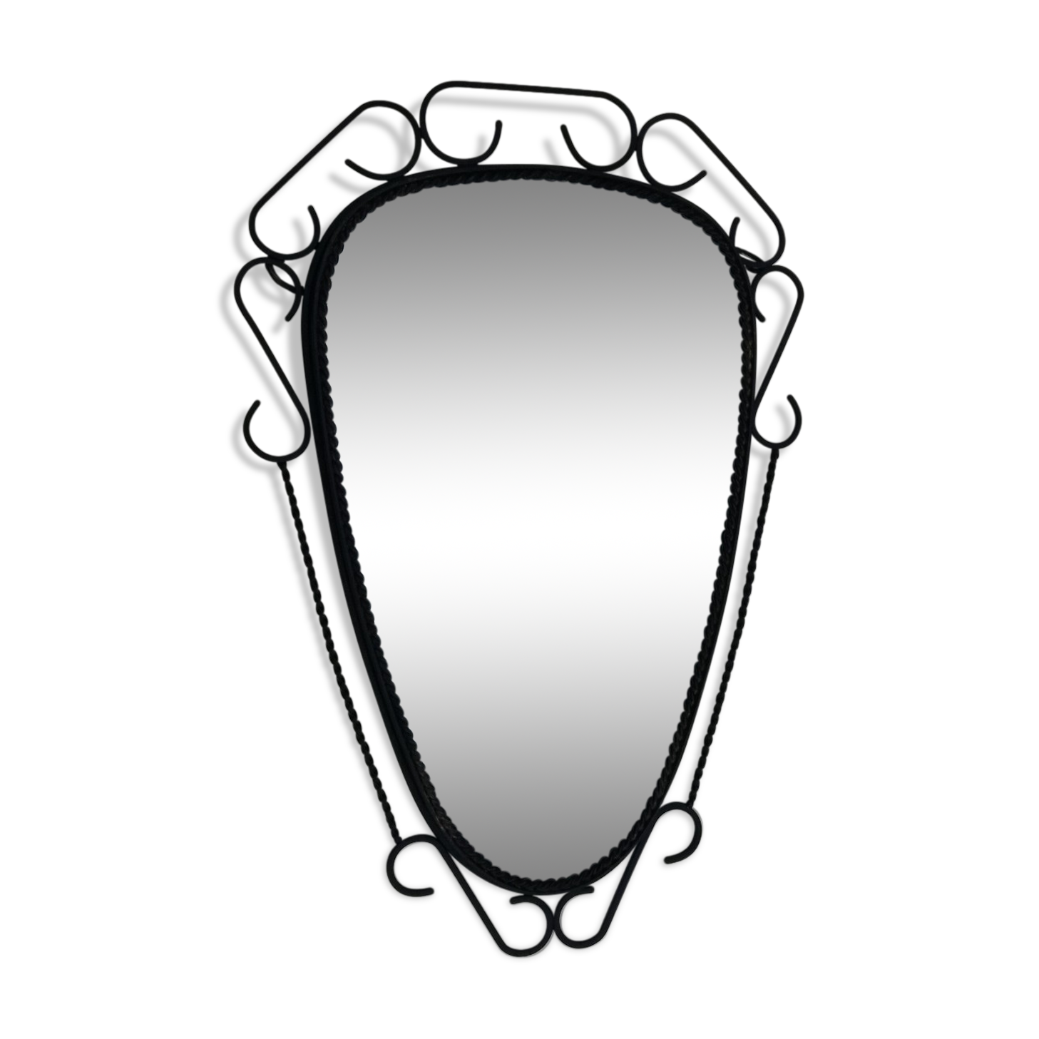 Rearview mirror with black metal frame, 1950