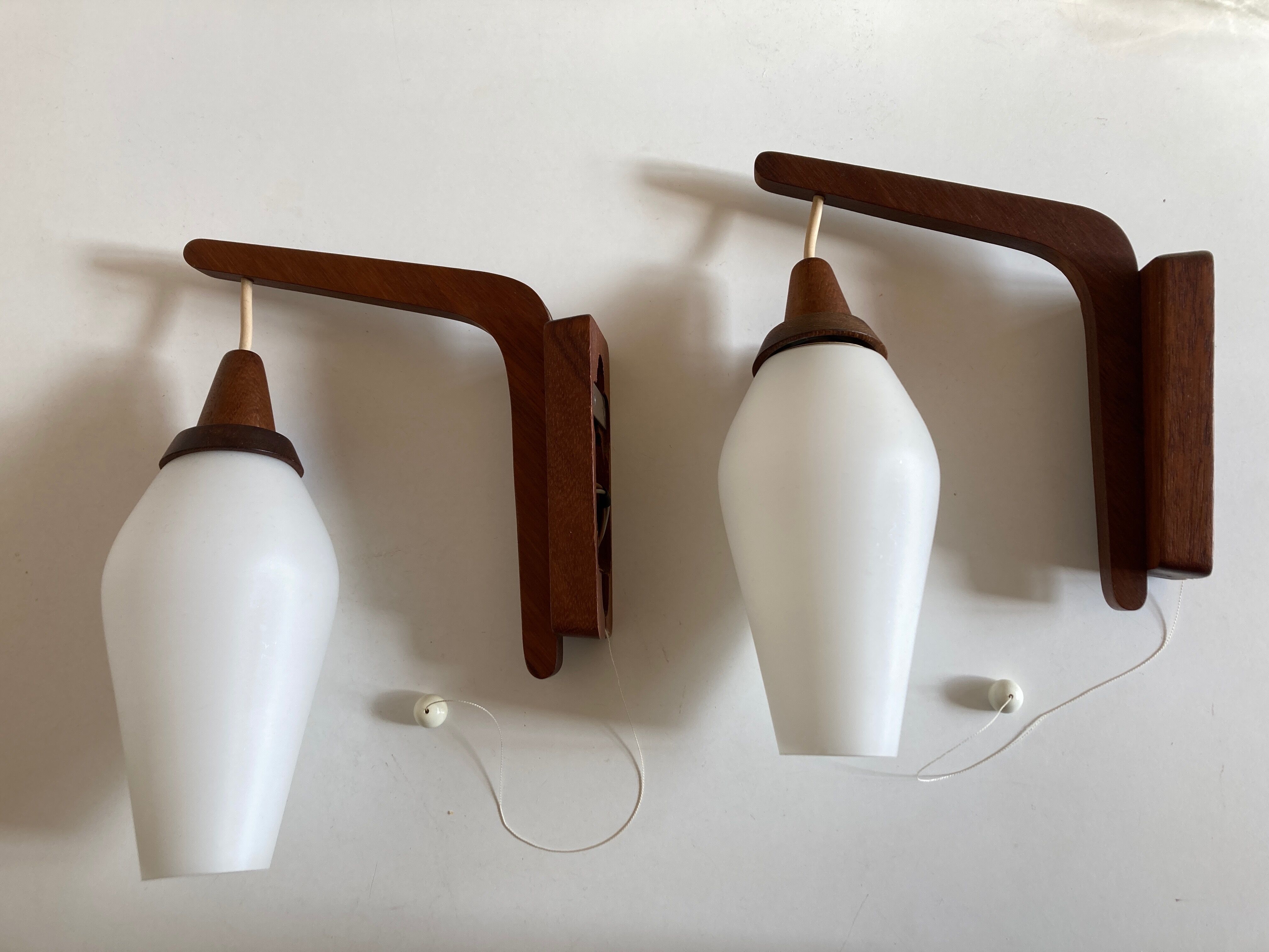 Pair of Scandinavian boomerang pendant lamps 1960