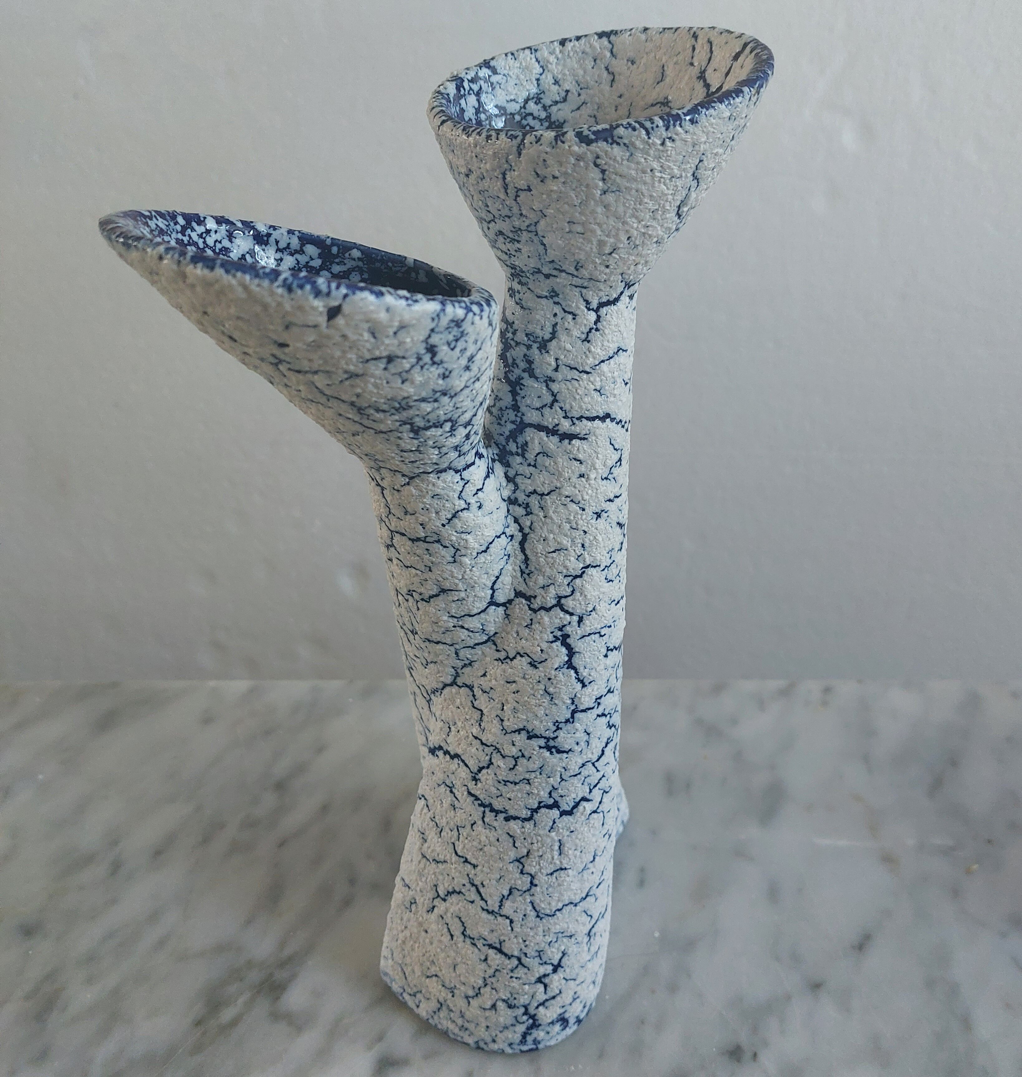 Double soliflore ceramic vase