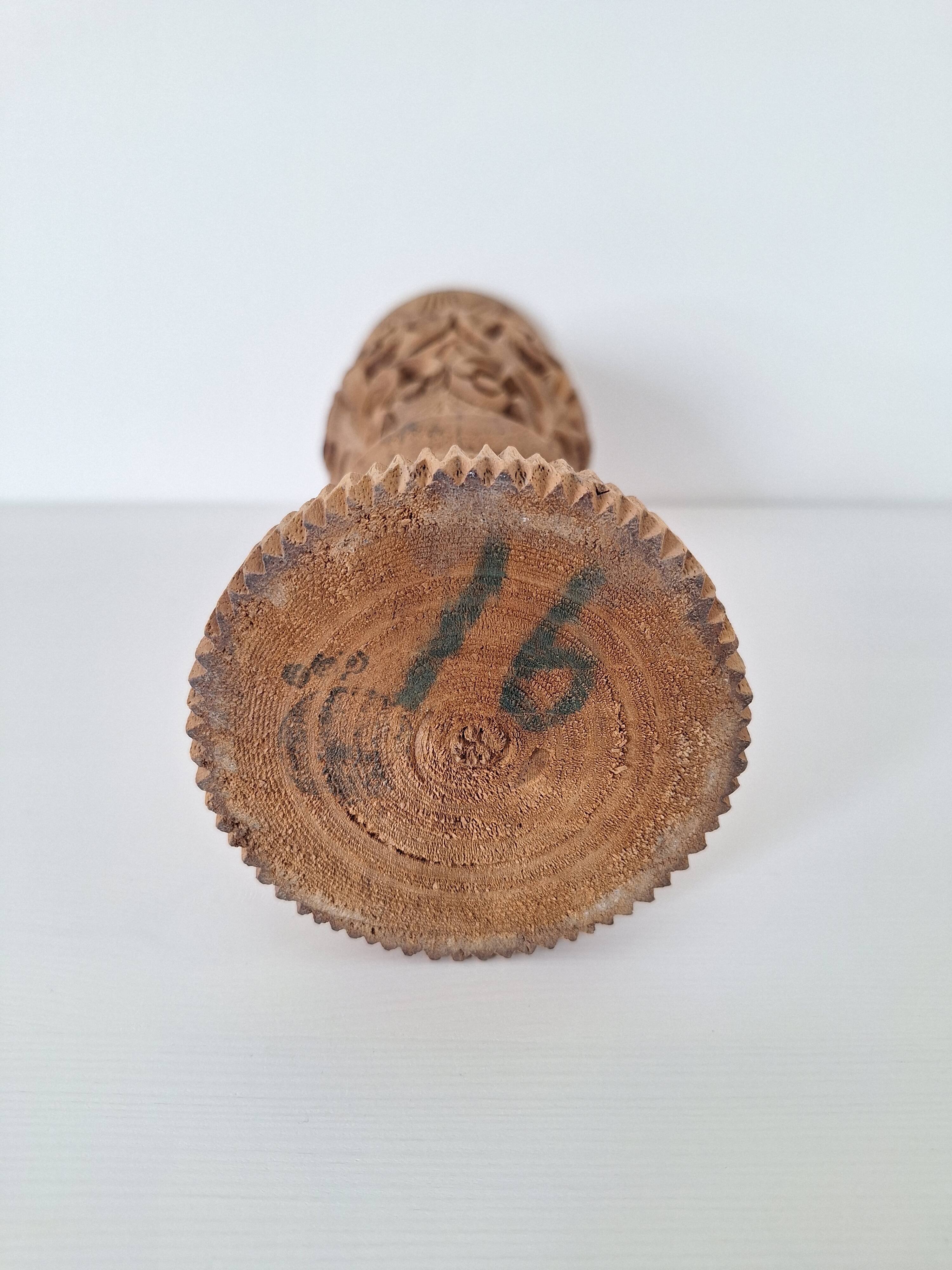 Carved solid wood vase