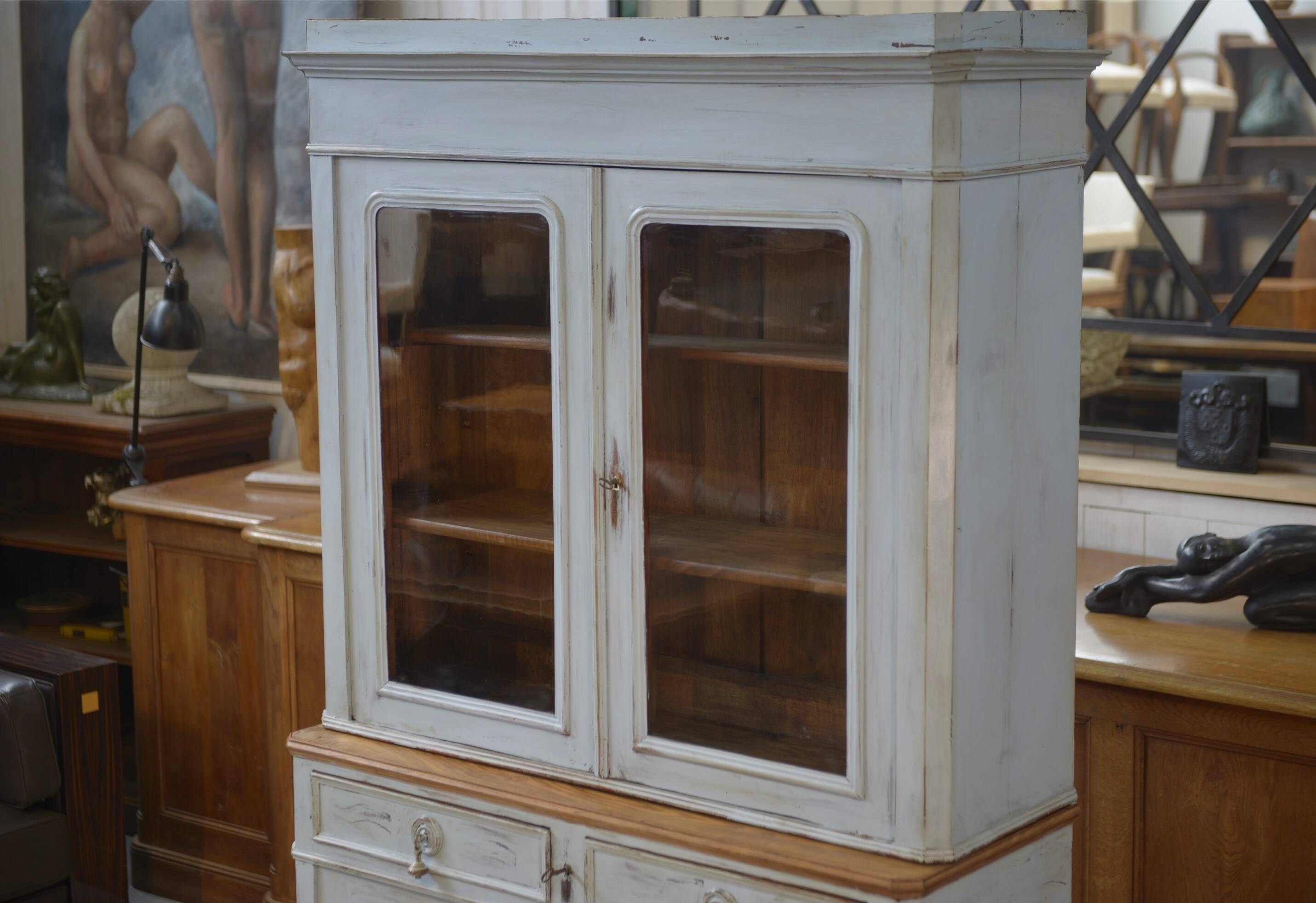 Patinated two-body buffet from the 19th century.