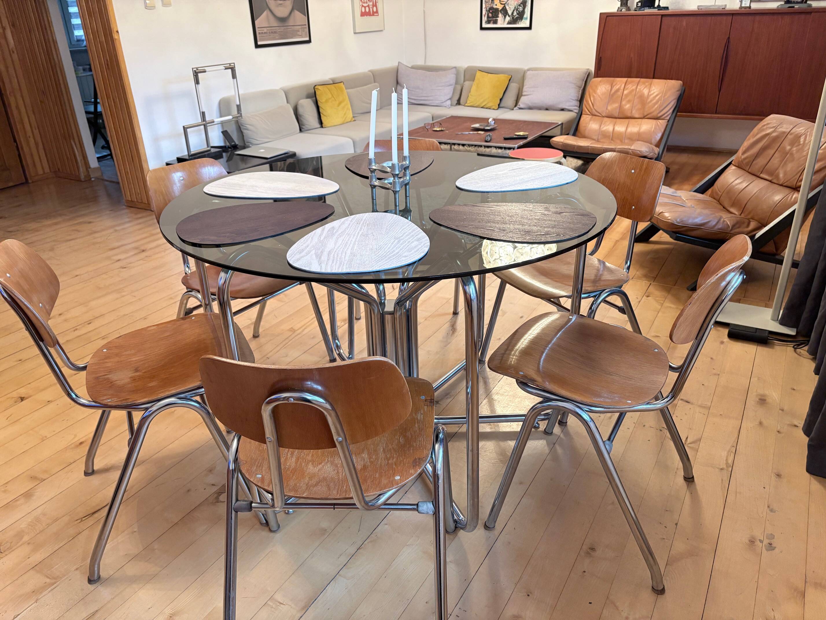 Set of six KN-38 chairs designed by Karl Nothhelfer for VS Möbel, Germany,