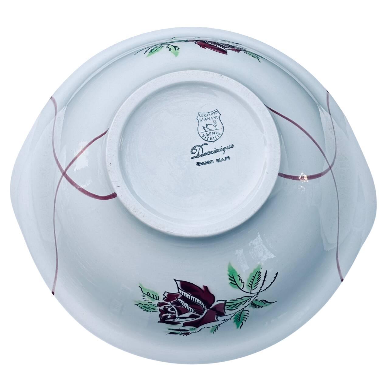 Vegetable dish "Dominique" Céranord Saint-Amand – Hand-decorated – 1950s