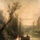 Paire d’huiles sur toile, paysages animés XIXe