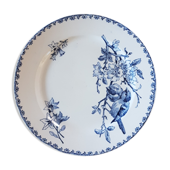 Assiette aux oiseaux en faïence Sarguemine