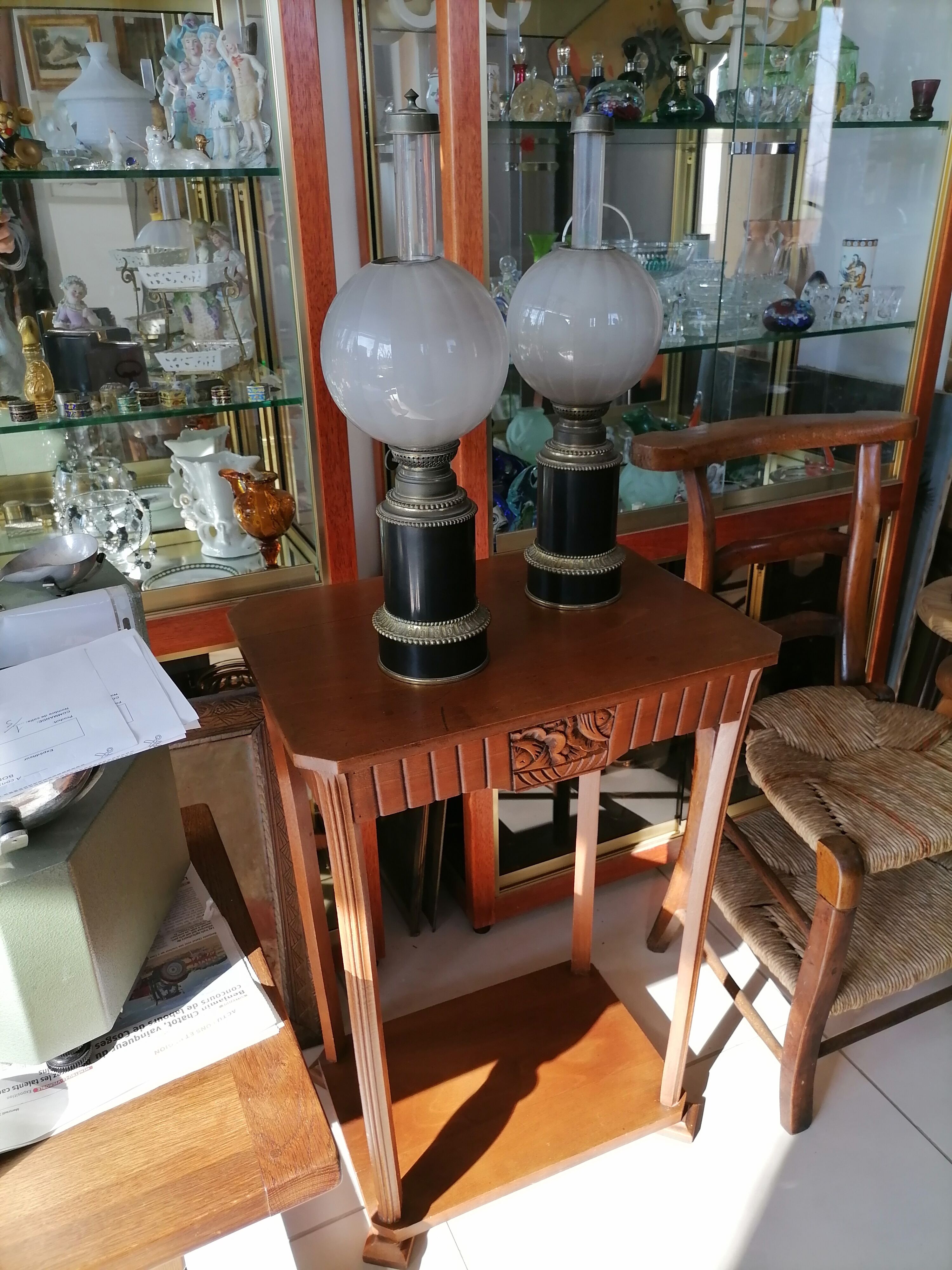 Paire de lampes à pétrole Napoléon III