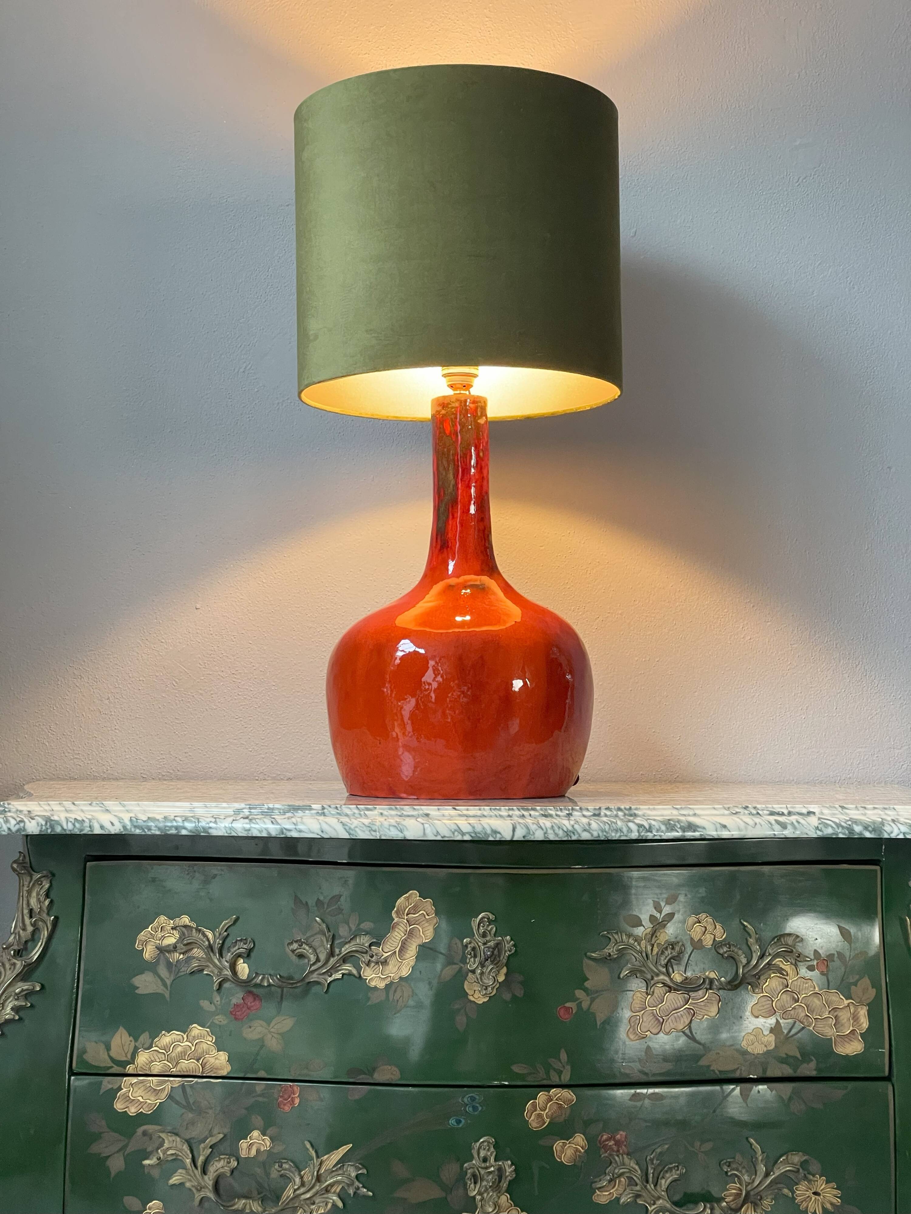 Orange Ceramic Table Lamp, 1970s