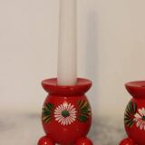 Pair of Swedish Dala Ball Candle holders