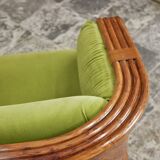 Canapé en rotin et velours par Maugrion pour Roche Bobois, 1980