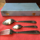 Baptism box, 3 pieces in silver metal