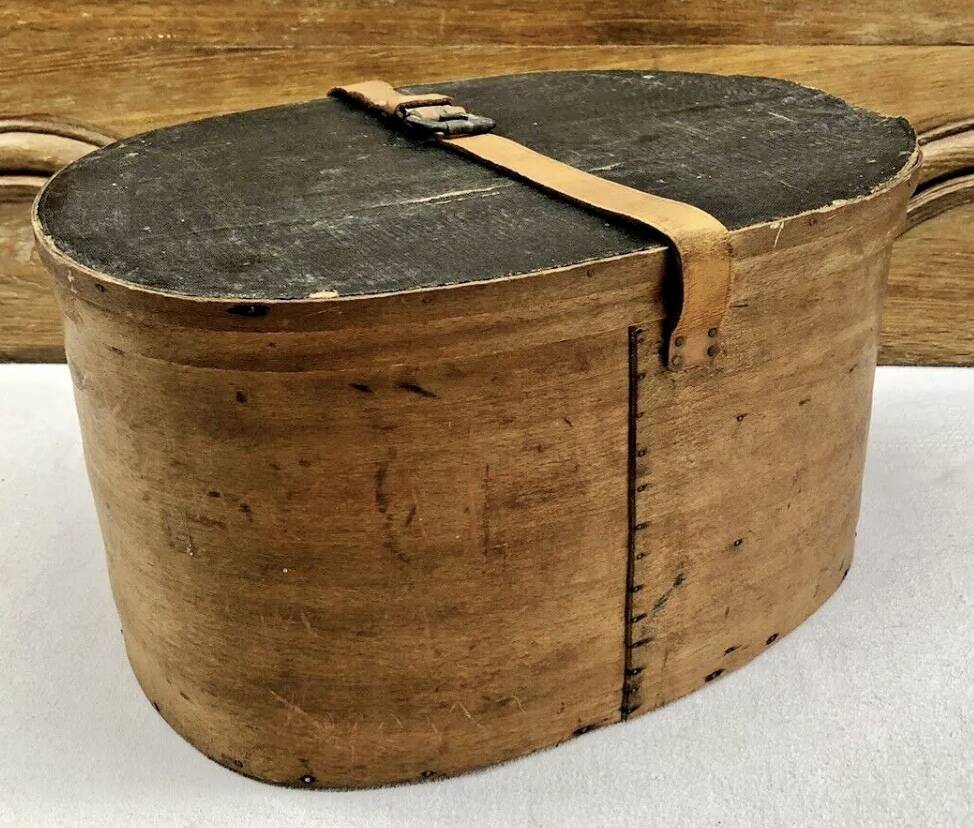 Old bent wood fur hat box