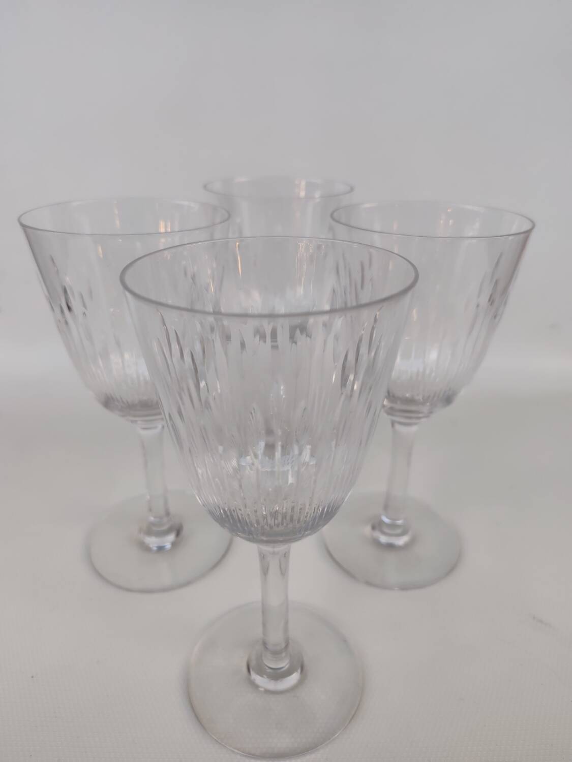 Four Baccarat crystal glasses, Corneille pattern. Early 20th century.