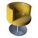 Vintage Italian Space Age Yellow Leather Accent Swivel Chair by Antonia Astori