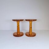 Pair of modern minimalist Scandinavian stools in pine, Sweden, 1970s.