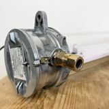 Industrial french polished aluminium hanging tube light, 1970s