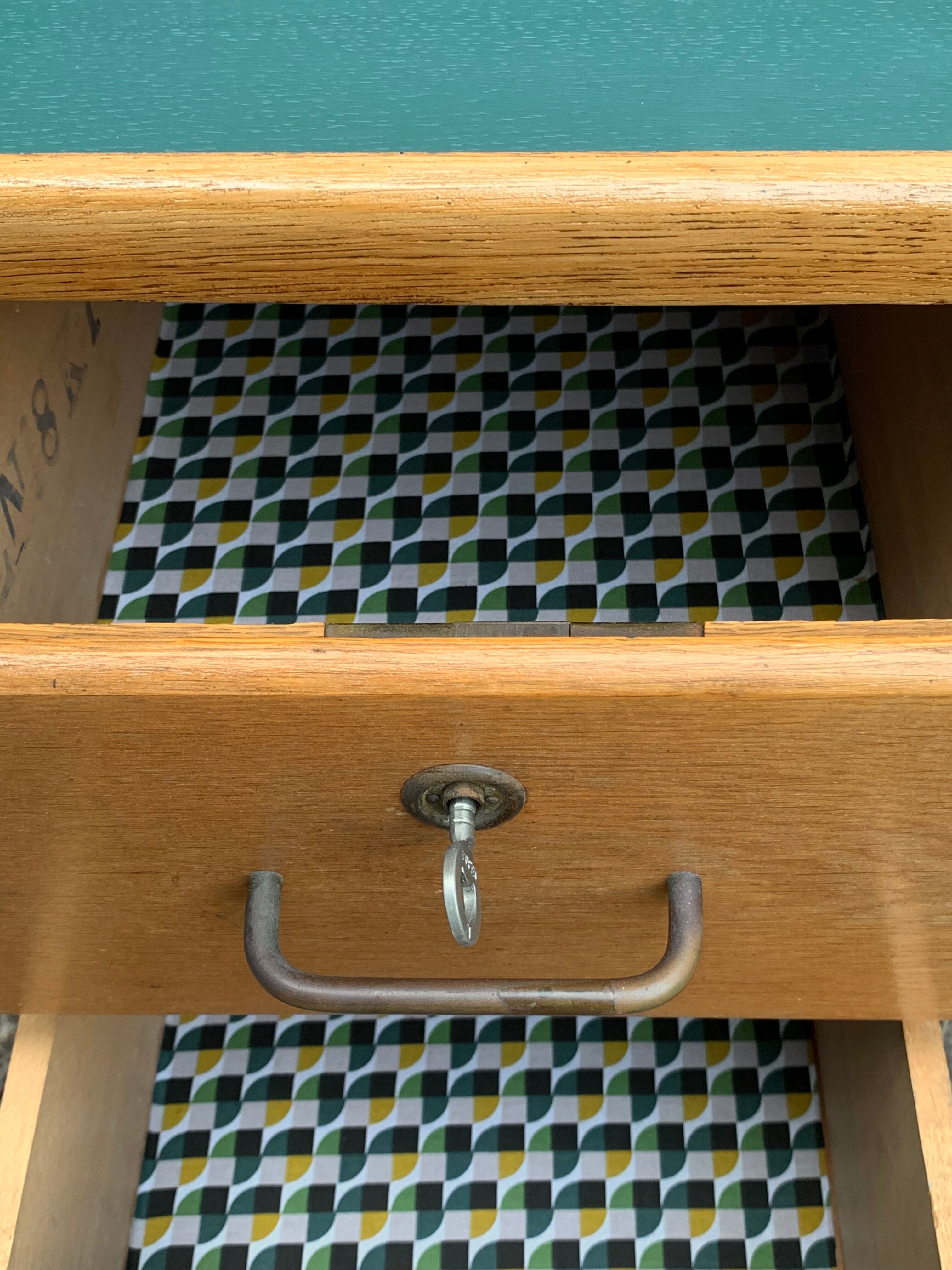 1950s schoolmaster's desk in solid oak