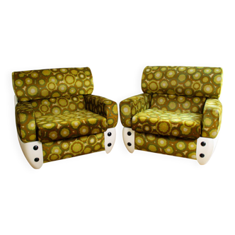 Paire de fauteuils vintage modernes du milieu du siècle - Italie années 1970