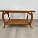 Vintage rattan & glass coffee table – 86 cm – authentic charm