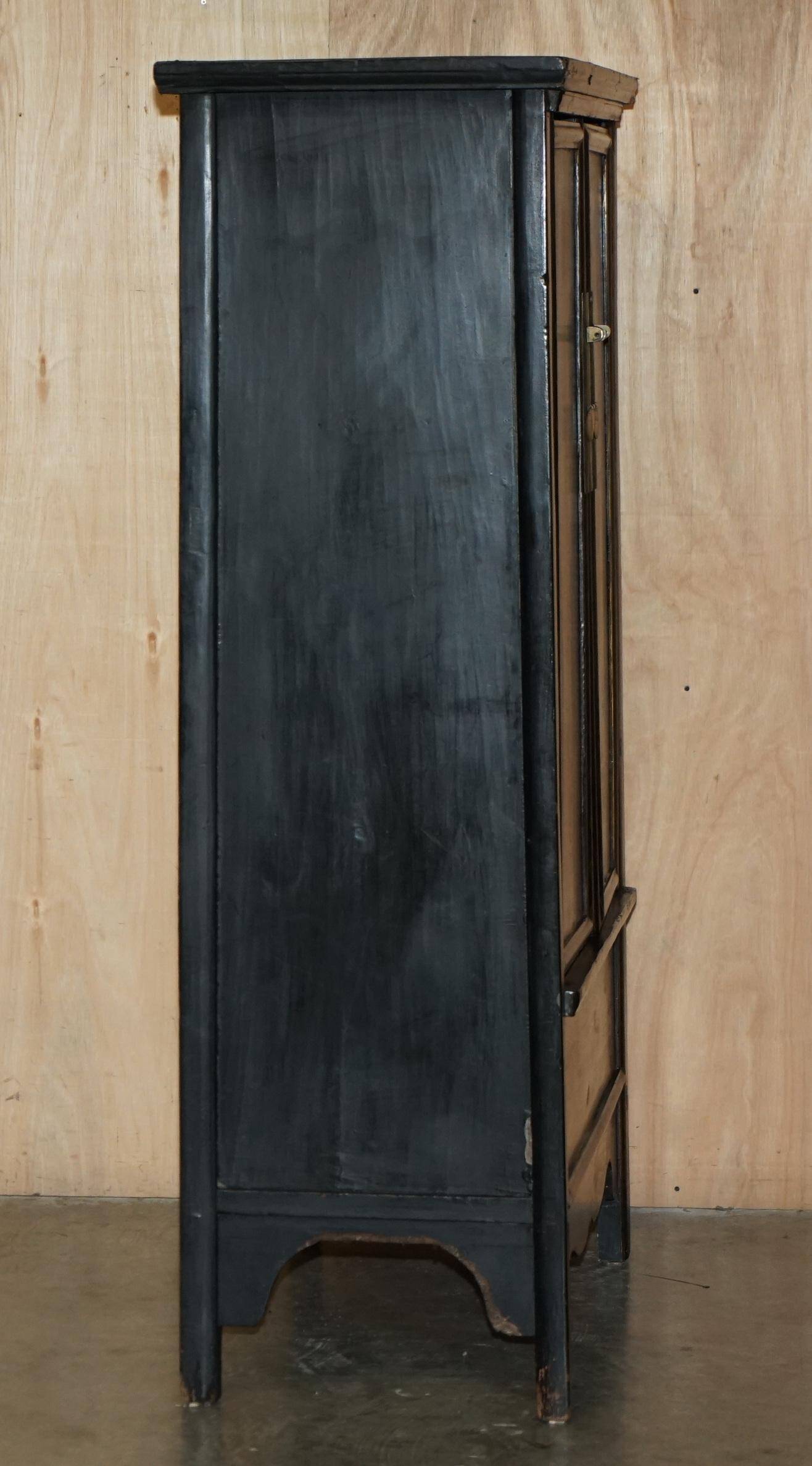 Chinese lacquered wedding cabinet painted circa 1920